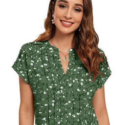 Fashion Care Floral Printed Mandarin Collar Top-picture-39