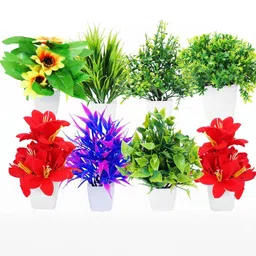 Dekorly Unisex Set of 8 Sunflower Artificial Flowers & Plants With Pot-picture-22