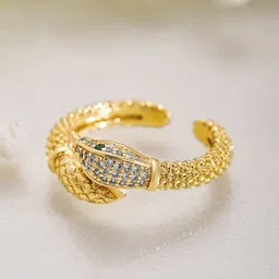 Rubans 18K Gold-Plated CZ Studded Adjustable Finger Ring-picture-56