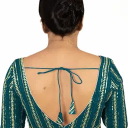 PU FASHION Plus Size Embroidered Ready to Wear Saree Blouse image 3