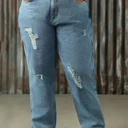 Freeform by High Star Women High-Rise Mildly Distressed Light Fade Jeans-image-80