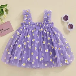 HARPITA Floral Print Net Fit & Flare Dress image 4