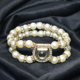 Rehmat Enterprises Sterling Silver-Plated Stones Studded & Beaded Wraparound Bracelet image 2