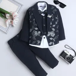 FOURFOLDS Boys Single-Breasted Sequined Embroidery Three-Piece Suit With Bow-picture-12