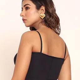 LOVEPRASHA Women Black Crop Square Neck Corset Top image 4