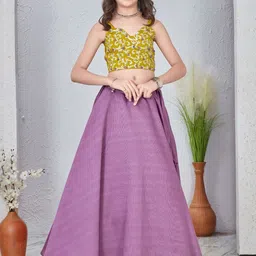 IRSIA Girls Embroidered Thread Work Ready to Wear Crop Top & Lehenga-picture-10