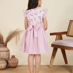 TINY TWILLS Girls Flutter Sleeve Linen Fit & Flare Dress image 2