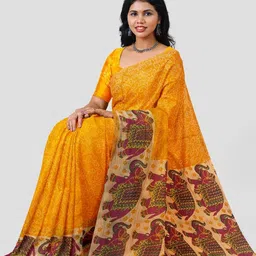 KRISHNA NX Ethnic Motifs Beads and Stones Pure Cotton Bandhani Saree image 5