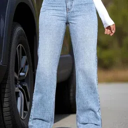 DressBerry Women Comfort Straight Fit High-Rise Light Fade Acid Wash Stretchable Jeans-picture-34