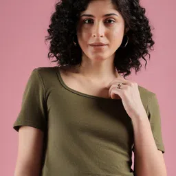 DressBerry Women High Neck Pockets T-shirt-image-27