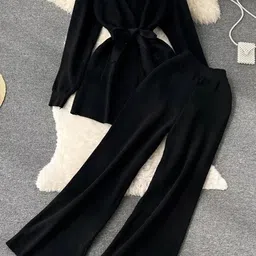 miss mosa by akanksha Alamode By Akanksha Black Liboa Woolen Co-Ord Set image 2