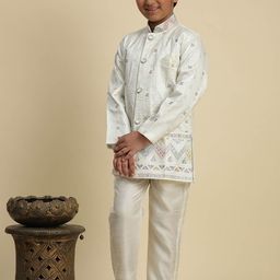 Pro-Ethic STYLE DEVELOPER Boys Paisley Regular Pure Silk Kurta with Pyjamas-picture-1