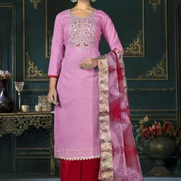 SAINOOR Embroidered Pure Cotton Semi-Stitched Dress Material-picture-18