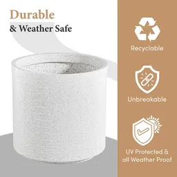 Kuber Industries 2Pcs White Rib Cubical Rotomould Flower Planters With Drainage image 5