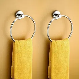 zucur Towel ring round (pack of 2) Silver Towel Holder image 2