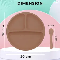 funblast Silicone Baby Feeding Plate with Compartments & Spoon, BPA-Free Baby Feeding Set - Silicone image 4