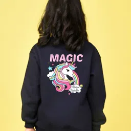 NUSYL Girls Unicorn Printed Oversized Fleece Pullover-picture-23