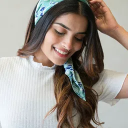 hair drama co. HAIR DRAMA COMPANY Abstract Printed Silk Satin Bandana Scarf Headband image 4