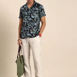 Sangria Men Relaxed Ethnic Printed Cuban Collar Casual Shirt image 5