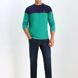 Allen Solly Green Regular Fit Colour Block Sweatshirt image 5