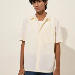 nuon men Nuon by Westside Yellow Striped Relaxed-Fit Shirt-picture-23