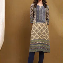 Biba Brown Printed Straight Kurta image 5