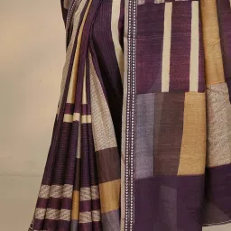 Libas Purple Striped Saree With Unstitched Blouse image 5