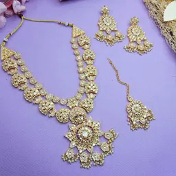 VATSALYA creation Alloy Gold- plated White Jewellery Set-picture-39