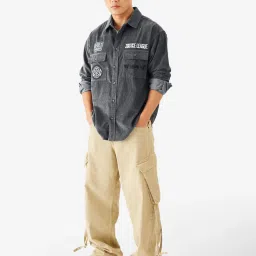 The Souled Store Black Cotton Relaxed Fit Printed Casual Shirts image 5