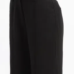MADAME Black Polyester Relaxed Fit Mid Rise Trousers image 5