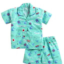 The Magic Wand Kids Green Printed Shirt with Shorts-image-22