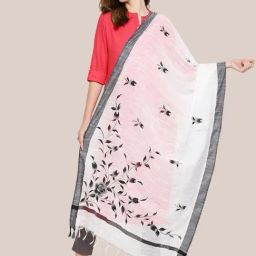 Dupatta Bazaar White Floral Print Dupatta-picture-14