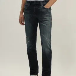 Antony Morato Blue Cotton Tapered Fit Distressed Jeans-image-3