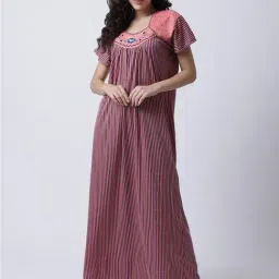 Secret Wish Peach & Blue Stripes Nighty-image-91