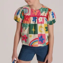 VERO MODA GIRL Rutabaga Cotton Floral Print Top image 4