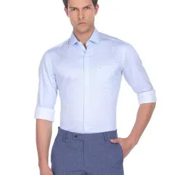 Arrow Light Blue Slim Fit Printed Cotton Shirt-picture-22