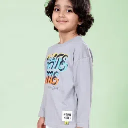 Kiddopanti Boys Grey Cotton Printed Regular Fit T-Shirt image 3