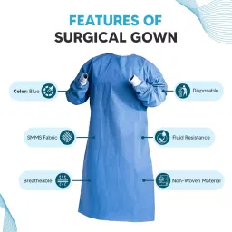 CARE VIEW CV-DIS-GOWN-BLUE-1 Non Woven Disposable SMMS Fabric Surgical Gown image 2