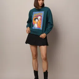 Only Teal Printed Sweatshirt image 5