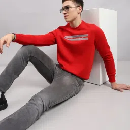 Monte Carlo Red Regular Fit Logo Printed Sweatshirt image 5