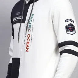Monte Carlo White Regular Fit Colour Block Hooded Sweatshirt image 5