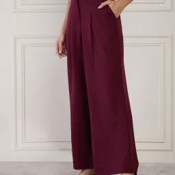 Magre Maroon  Flex Fit Solid Pants image 5