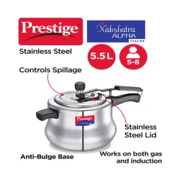 Prestige Nakshatra Alpha Svachh Silver Pressure Cooker (5.5 L) - Set of 1 image 2