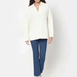 Vero Moda Off White Relaxed Fit Pullover image 5