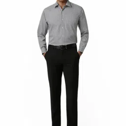Van Heusen Black Cotton Regular Fit Checks Shirt image 5