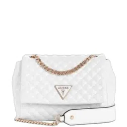 GUESS White RIANEE Quilted Convertible Cross Body Bag-image-5