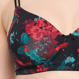 Clovia Black Regular Fit Floral Bra image 5