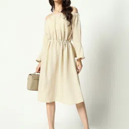 showoffff SHOWOFF Beige Synthetic Textured A Line Dress image 5