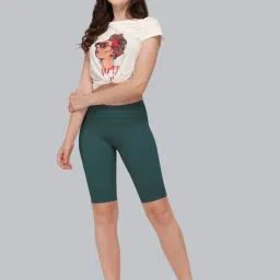 Soie Green Solid Cycling Shorts image 5