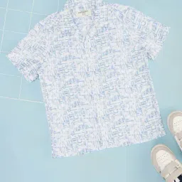Pantaloons Junior Boys Crystal Blue & White Printed Shirt-image-92